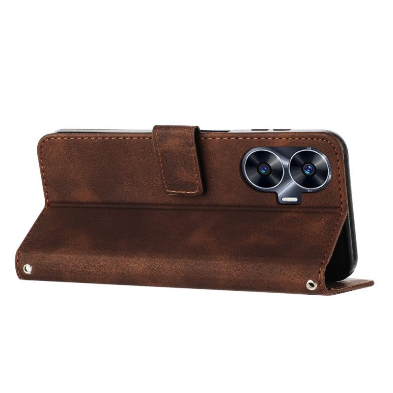 Δερματινη Θηκη Realme C55 Γεωμετρικές Γραμμές Με Κορδόνι