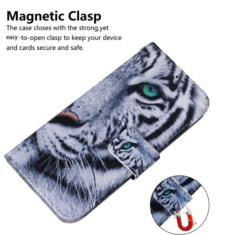 Δερματινη Θηκη Realme C55 Λευκή Τίγρης