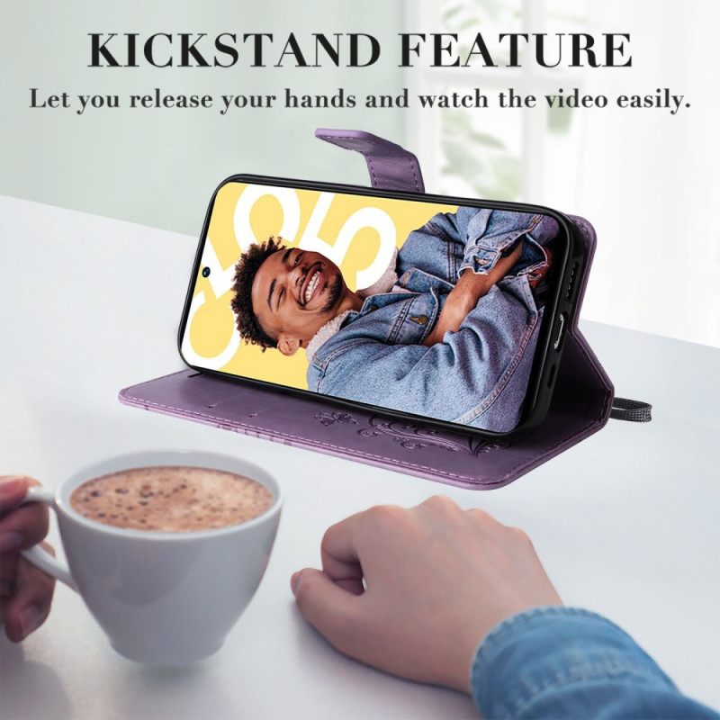 Δερματινη Θηκη Realme C55 Λουράκι Με Γιγαντιαίες Πεταλούδες Σιλικόνης