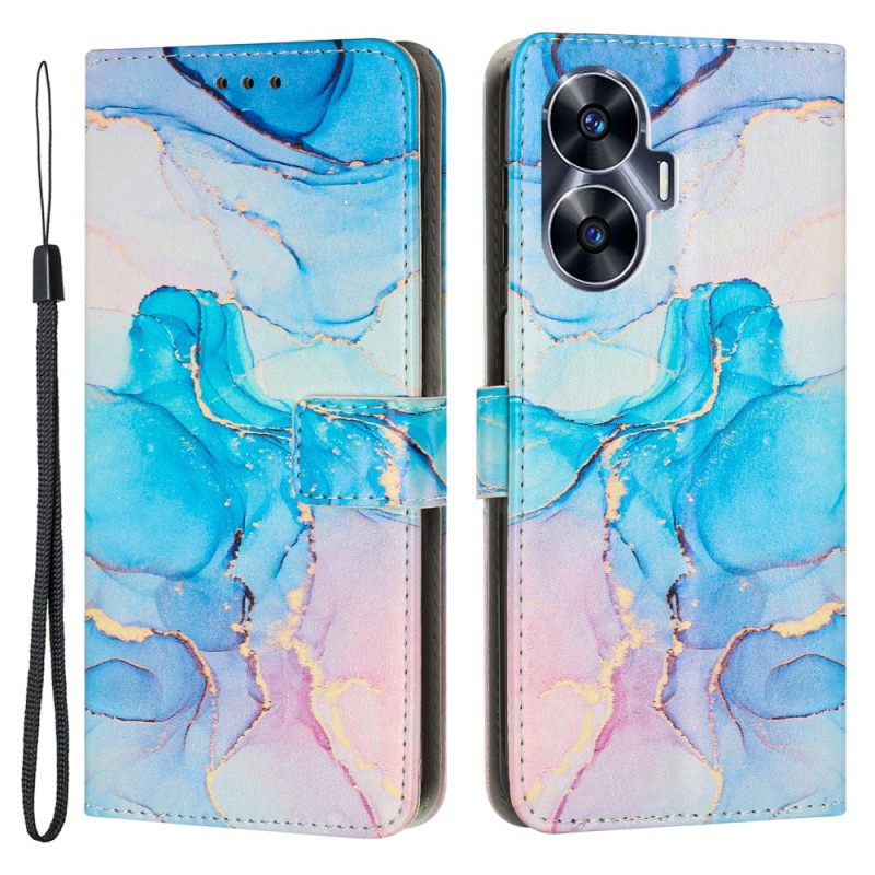 Δερματινη Θηκη Realme C55 Μάρμαρο Με Κορδόνι