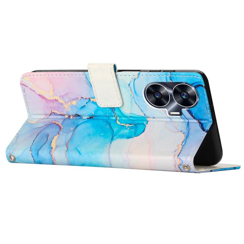 Δερματινη Θηκη Realme C55 Μάρμαρο Με Κορδόνι