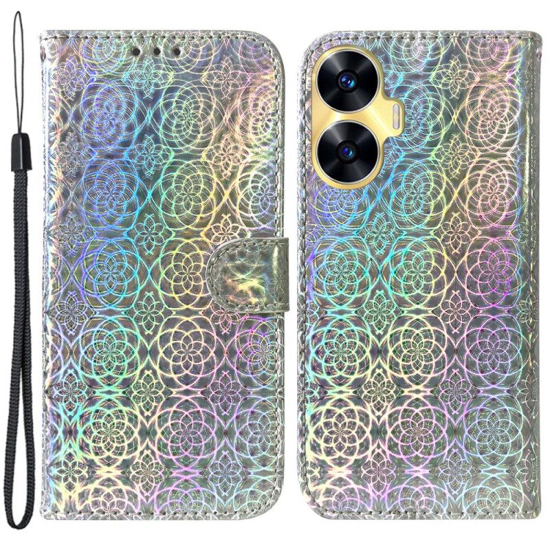 Δερματινη Θηκη Realme C55 Πορτοφόλι Με Λουράκι Disco Σιλικόνης