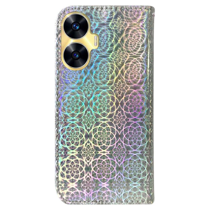 Δερματινη Θηκη Realme C55 Πορτοφόλι Με Λουράκι Disco Σιλικόνης