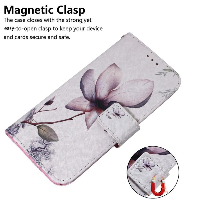 Δερματινη Θηκη Realme C55 Ροζ Λουλούδι