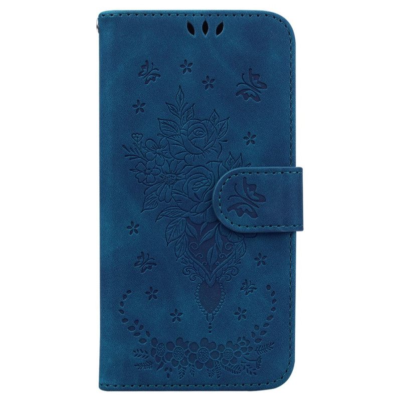 Δερματινη Θηκη Realme C55 Σχέδιο Με Τριαντάφυλλα Και Πεταλούδες