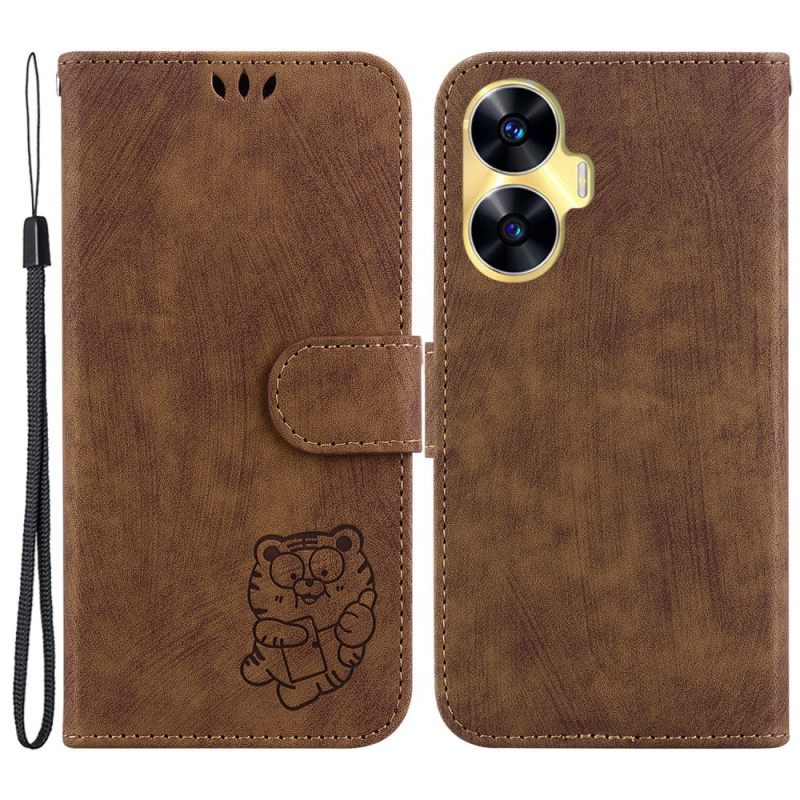 Δερματινη Θηκη Realme C55 Χαριτωμένη Τίγρης