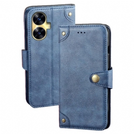 Δερματινη Θηκη Realme C55 Χρυσά Κουμπιά Idewei