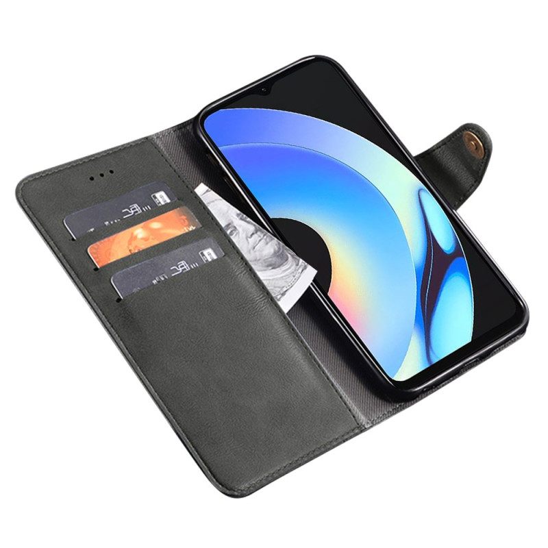 Δερματινη Θηκη Realme C55 Χρυσά Κουμπιά Idewei