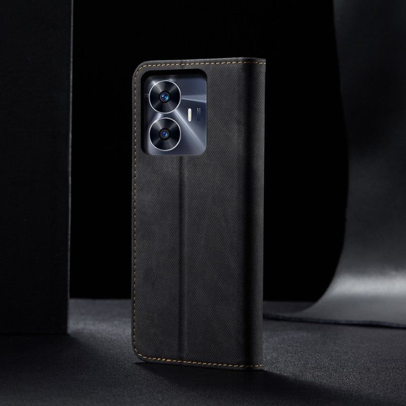 Δερματινη Θηκη Realme C55 Ύφασμα Τζιν Σιλικόνης