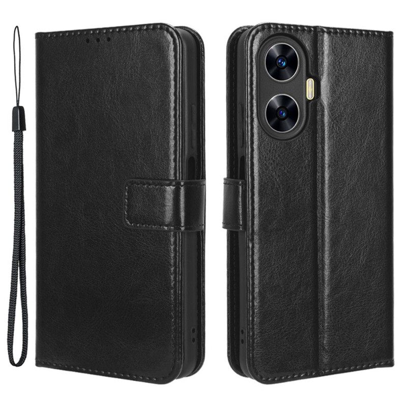 Θηκη Κινητου Realme C55 Φανταχτερό Λουράκι Από Τεχνητό Δέρμα