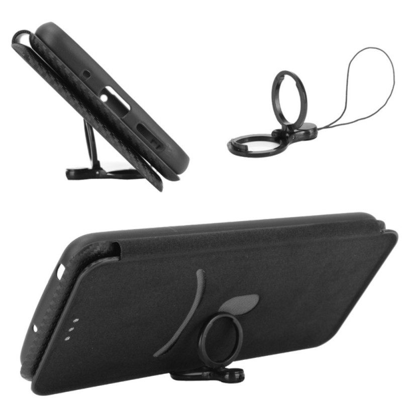 θηκη κινητου Sony Xperia 10 IV Θήκη Flip Υφή Από Ανθρακόνημα