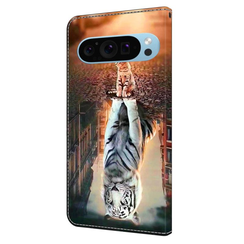 Δερματινη Θηκη Google Pixel 9 Pro Γάτα Και Τίγρη Σιλικόνης