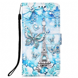 δερματινη θηκη Xiaomi Redmi 10C με κορδονι Eiffel Tower Diamonds Strap