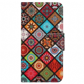 δερματινη θηκη Xiaomi Redmi 10C με κορδονι Strappy Patchwork