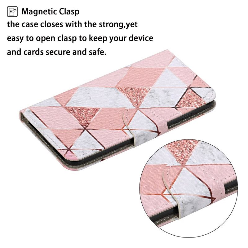 Κάλυμμα Xiaomi Redmi 10C Μάρμαρο Glitter Με Λουράκι