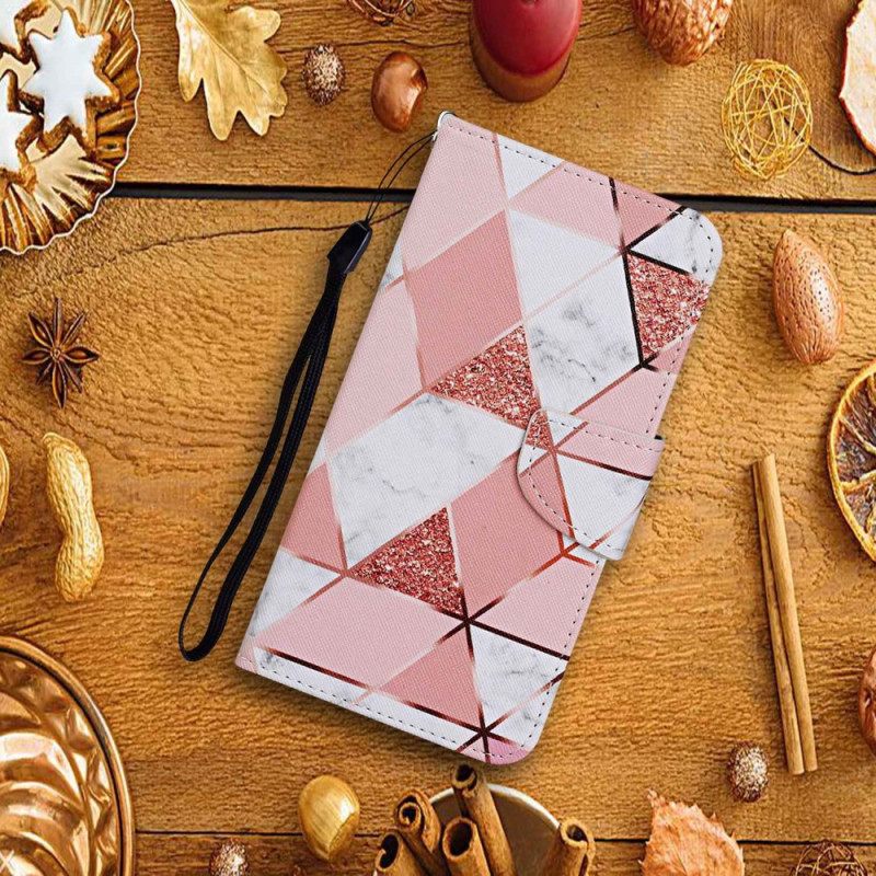 Κάλυμμα Xiaomi Redmi 10C Μάρμαρο Glitter Με Λουράκι