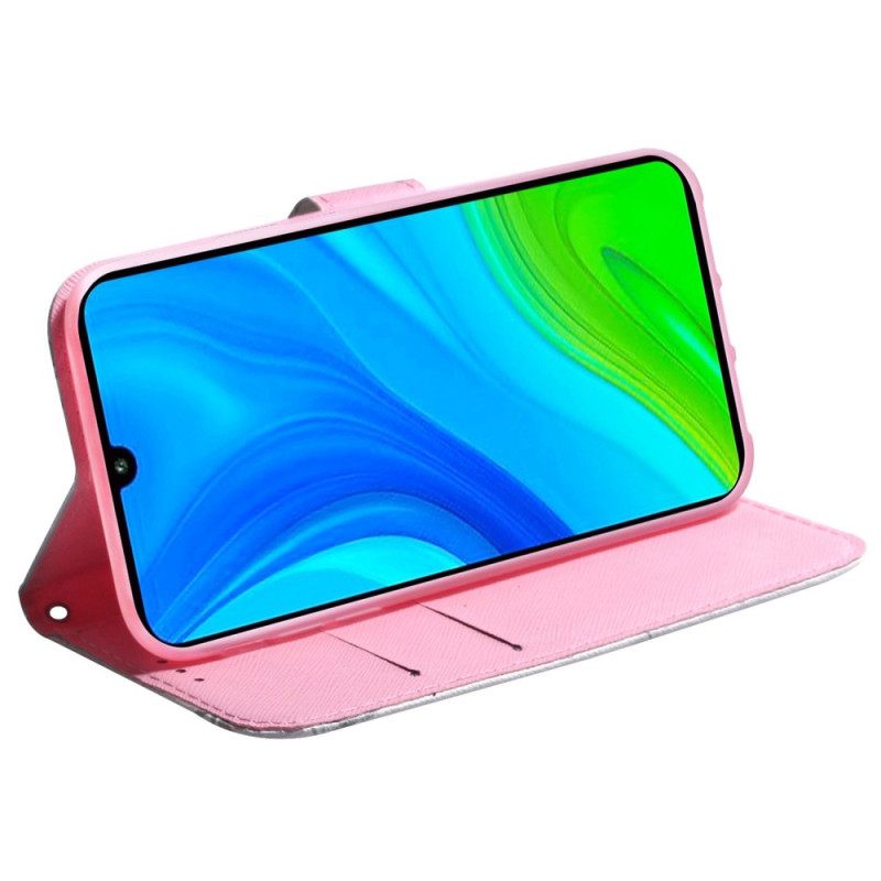 Κάλυμμα Xiaomi Redmi 10C με κορδονι Λευκά Λουλούδια