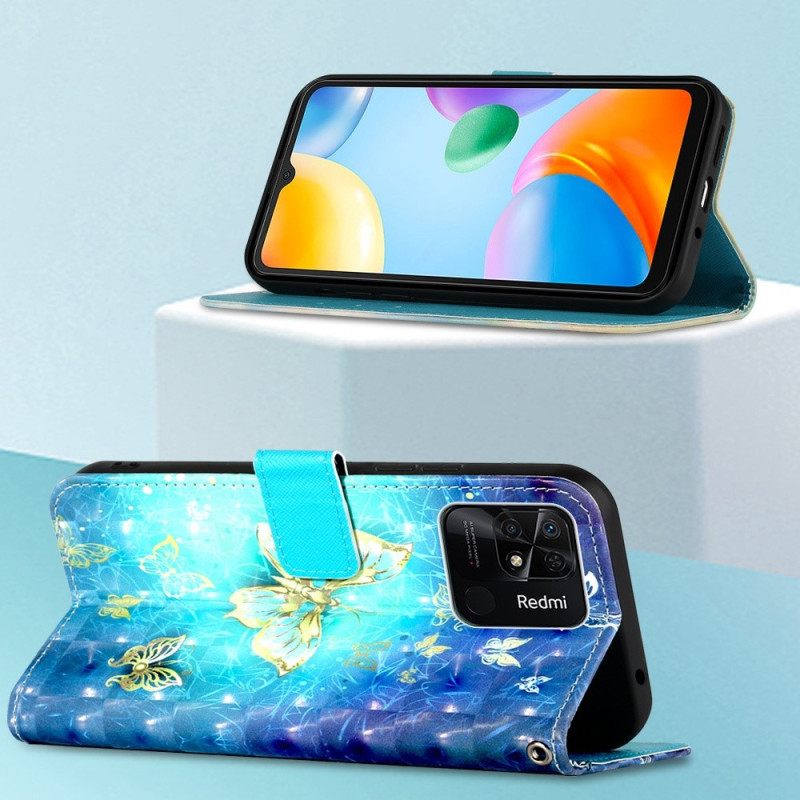 Κάλυμμα Xiaomi Redmi 10C με κορδονι Πανέμορφες Πεταλούδες Με Λουράκια