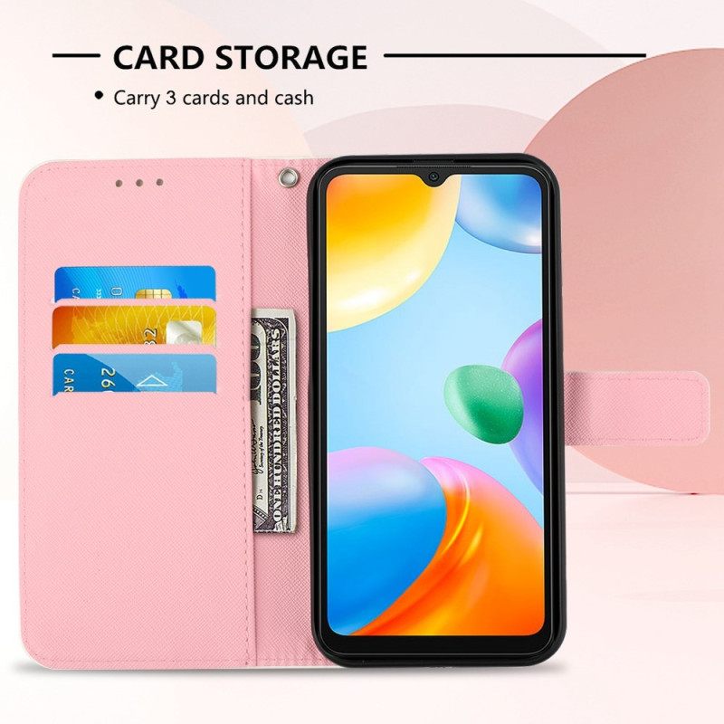 θηκη κινητου δερματινη θηκη Xiaomi Redmi 10C με κορδονι Καπίστρι Με Ιμάντα