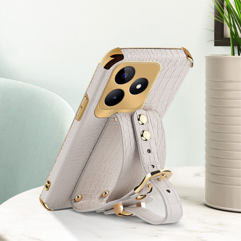 Κάλυμμα Realme C53 Υποστήριξη Βραχιολιού Με Υφή Κροκόδειλου