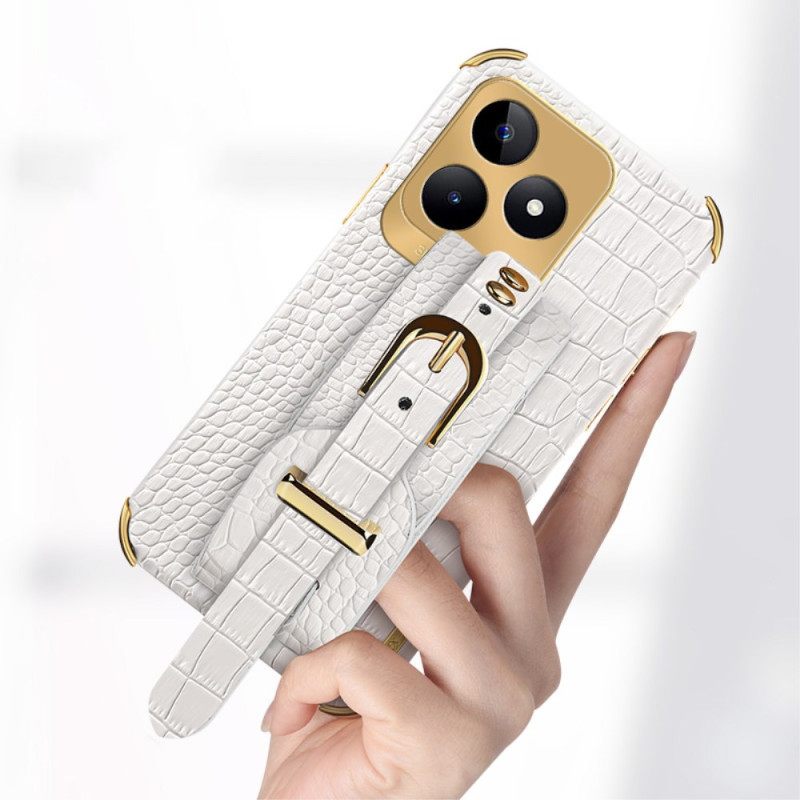 Κάλυμμα Realme C53 Υποστήριξη Βραχιολιού Με Υφή Κροκόδειλου