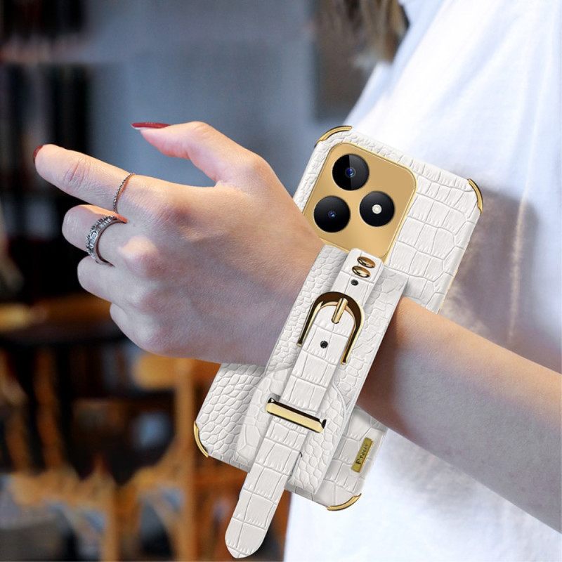 Κάλυμμα Realme C53 Υποστήριξη Βραχιολιού Με Υφή Κροκόδειλου