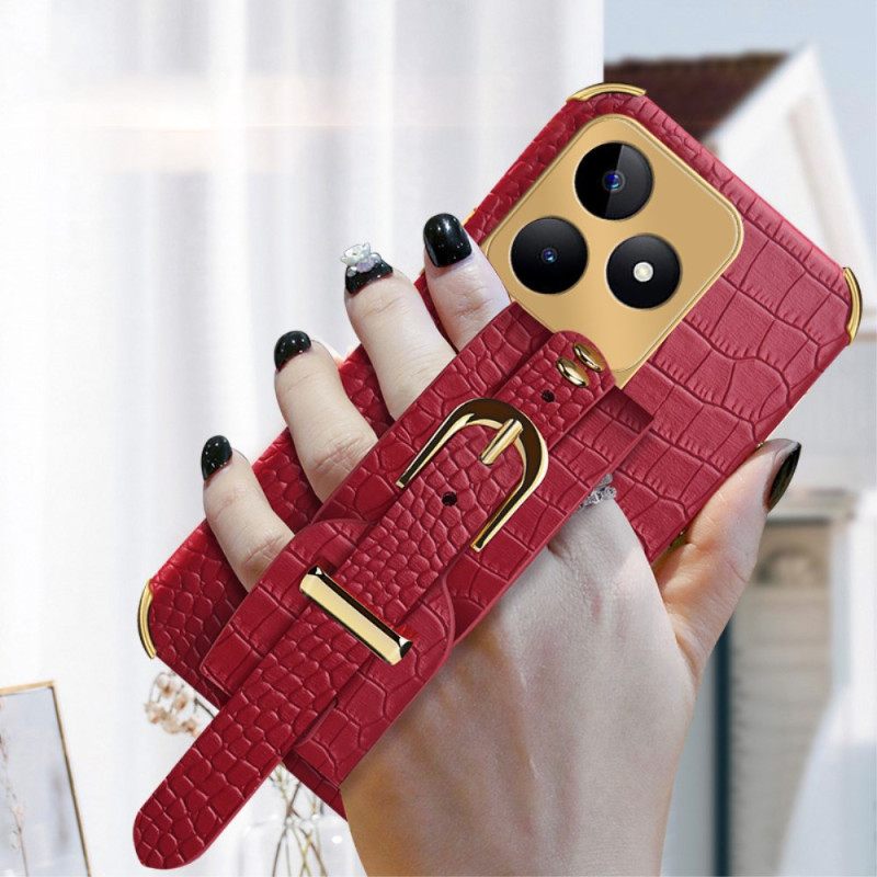 Κάλυμμα Realme C53 Υποστήριξη Βραχιολιού Με Υφή Κροκόδειλου