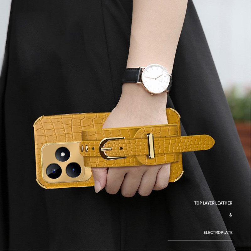 Κάλυμμα Realme C53 Υποστήριξη Βραχιολιού Με Υφή Κροκόδειλου