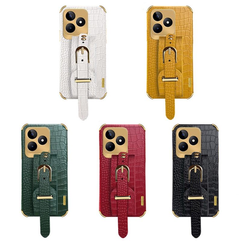 Κάλυμμα Realme C53 Υποστήριξη Βραχιολιού Με Υφή Κροκόδειλου