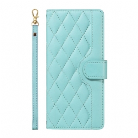 Δερματινη Θηκη Oneplus 13r Καπιτονέ Με Λουρί Και Λουρί Ώμου