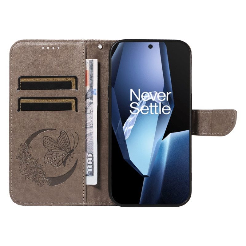 Δερματινη Θηκη Oneplus 13r Λουρί Πεταλούδας Πορτοφόλι