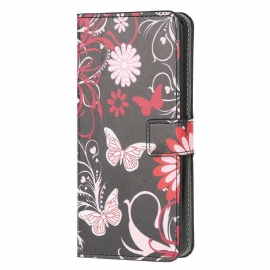 Θήκη Flip OnePlus Nord N10 Πεταλούδες Και Λουλούδια