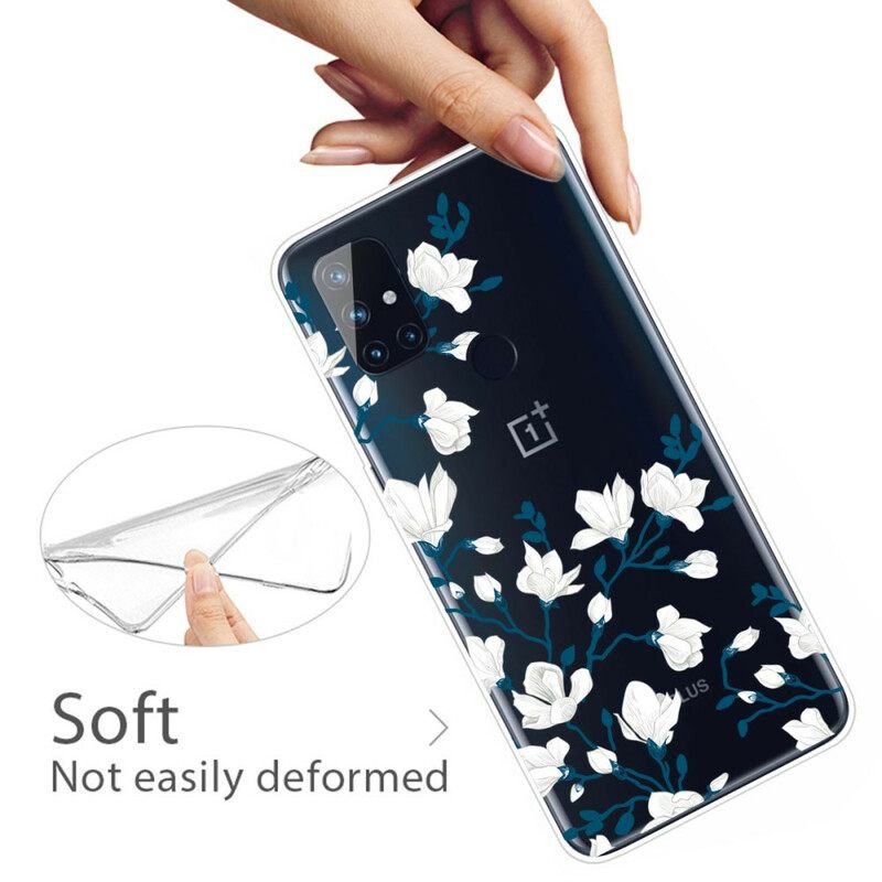 θηκη κινητου OnePlus Nord N10 Λευκά Λουλούδια