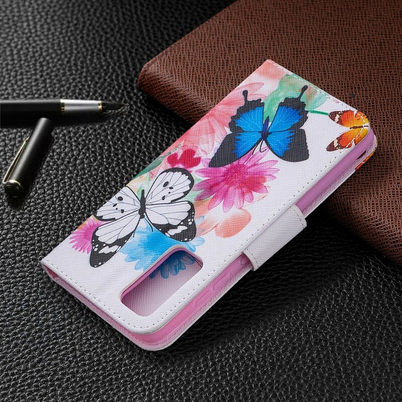δερματινη θηκη Samsung Galaxy S20 FE Ζωγραφισμένες Πεταλούδες Και Λουλούδια