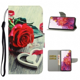 Κάλυμμα Samsung Galaxy S20 FE με κορδονι Ρομαντικό Τριαντάφυλλο Με Λουράκι