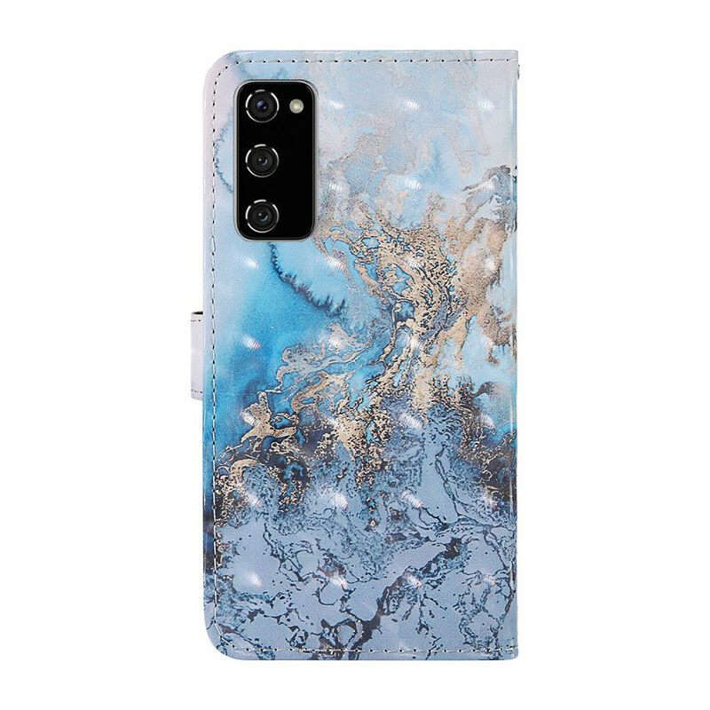 Κάλυμμα Samsung Galaxy S20 FE Σχέδιο Μαρμάρου Ελαφρού Σημείου Με Κορδόνι