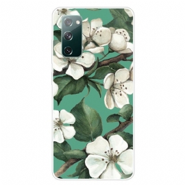 Θήκη Samsung Galaxy S20 FE Βαμμένα Λευκά Λουλούδια