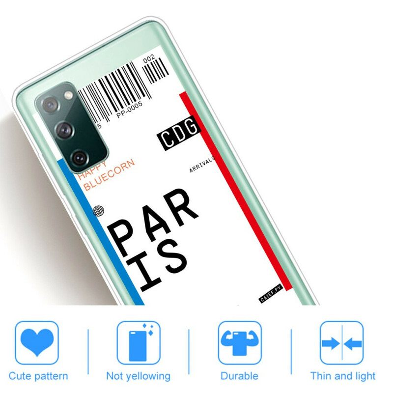 Θήκη Samsung Galaxy S20 FE Κάρτα Επιβίβασης Για Παρίσι