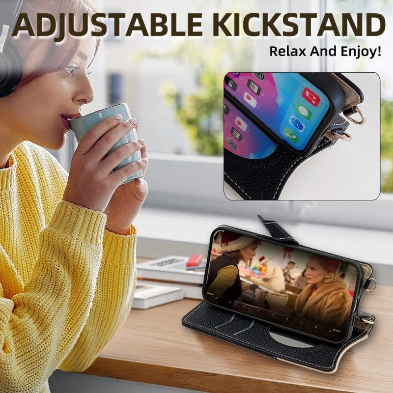 Δερματινη Θηκη Realme C71 Δίχρωμο Πορτοφόλι Με Καθρέφτη Και Λουράκι Ώμου