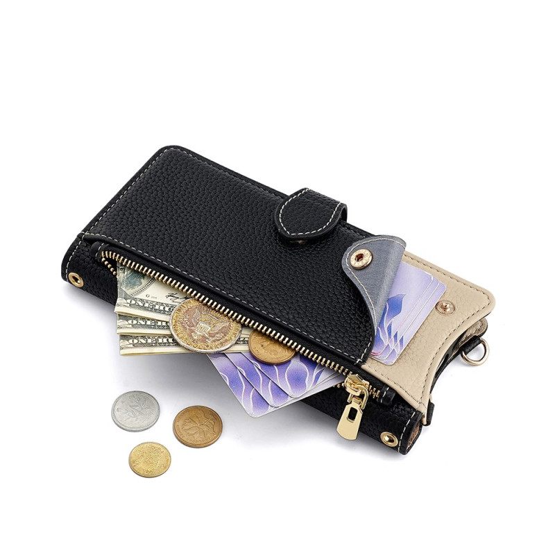 Δερματινη Θηκη Realme C71 Δίχρωμο Πορτοφόλι Με Καθρέφτη Και Λουράκι Ώμου