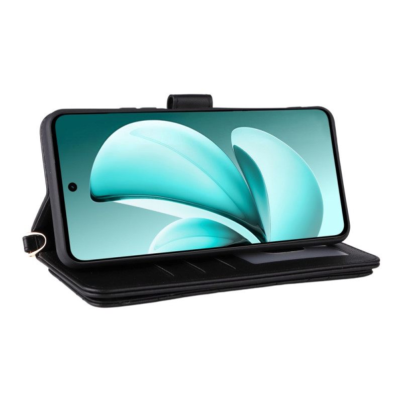 Δερματινη Θηκη Realme C71 Καπιτονέ Με Λουράκι Ώμου Και Λουράκι Καρπού Σιλικόνης