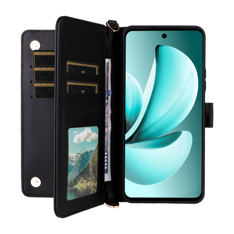 Δερματινη Θηκη Realme C71 Καπιτονέ Με Λουράκι Ώμου Και Λουράκι Καρπού Σιλικόνης