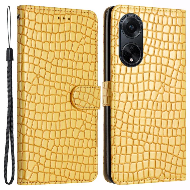 Δερματινη Θηκη Oppo A98 5g Κροκόδειλος Με Κορδόνι