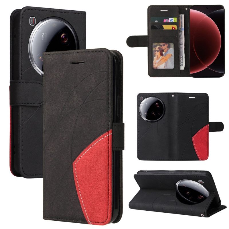 Δερματινη Θηκη Xiaomi 15 Ultra Δίχρωμες Κυματιστές Γραμμές Σιλικόνης