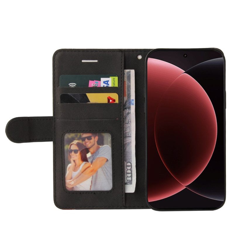 Δερματινη Θηκη Xiaomi 15 Ultra Δίχρωμες Κυματιστές Γραμμές Σιλικόνης