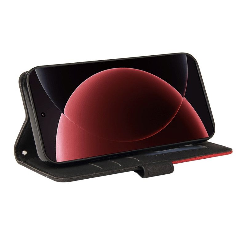 Δερματινη Θηκη Xiaomi 15 Ultra Δίχρωμες Κυματιστές Γραμμές Σιλικόνης