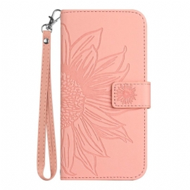 Δερματινη Θηκη Xiaomi 15 Ultra Εκτύπωση Ηλίανθου Με Λουράκι