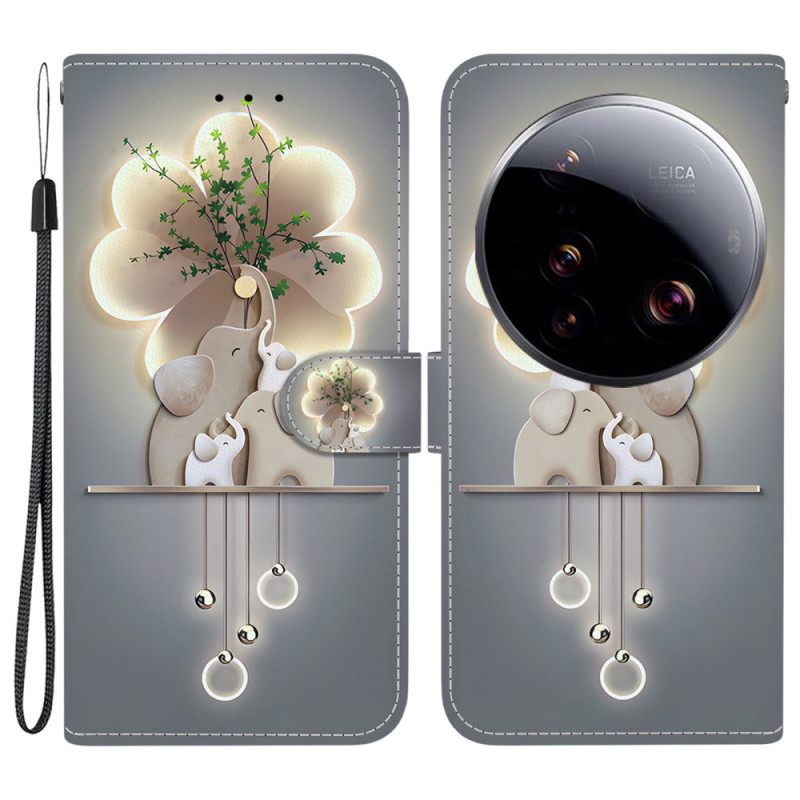 Δερματινη Θηκη Xiaomi 15 Ultra Ελέφαντας Με Μοτίβο Σιλικόνης