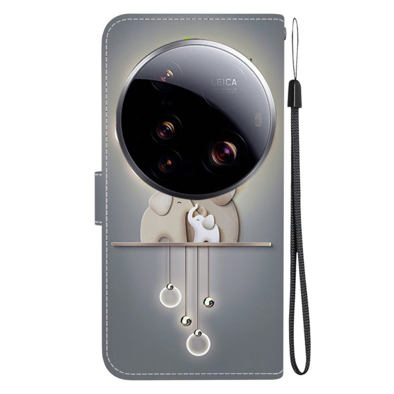 Δερματινη Θηκη Xiaomi 15 Ultra Ελέφαντας Με Μοτίβο Σιλικόνης