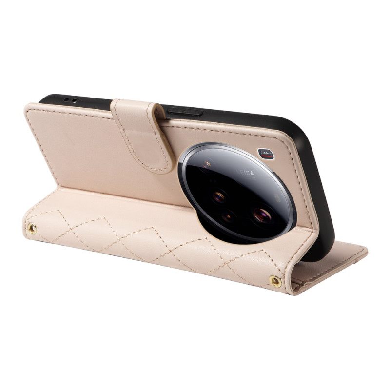 Δερματινη Θηκη Xiaomi 15 Ultra Επενδυμένο Με Λουράκι Και Λουράκι Ώμου